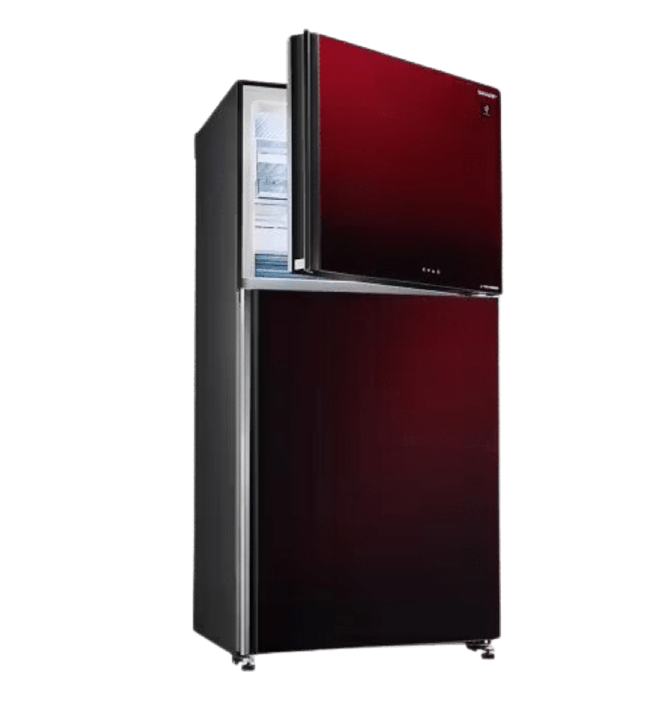 ثلاجه شارب 450 لتر انفرتر زجاج نبيتي مقبض طولي SJ-GV58G-RD