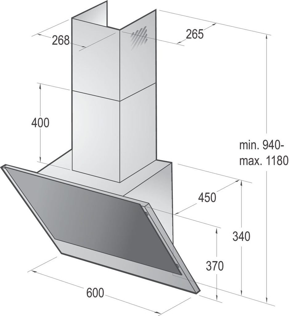 شفاط جورنيا ديكوري 60 ستانلس وزجاج PWHI648EB