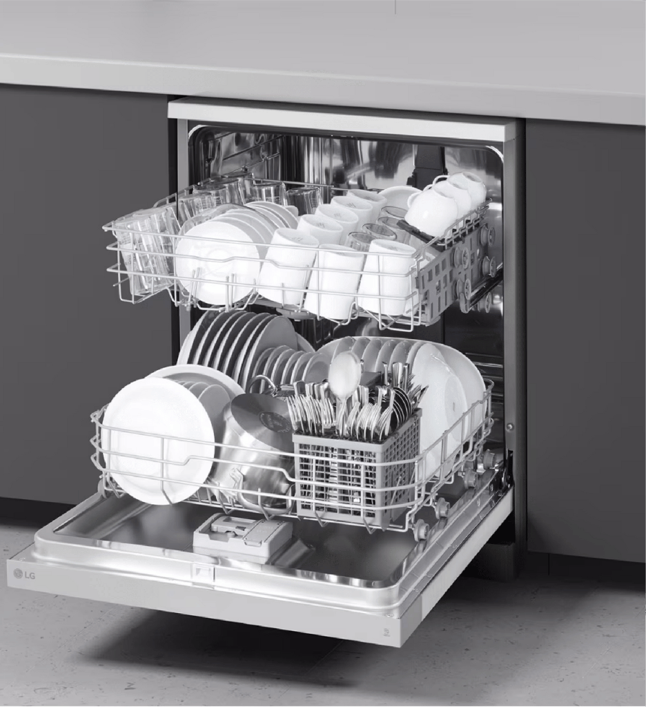 غساله اطباق ال جي 14 فرد 2 رف سلفر كوري بدون بخار DFC612FV