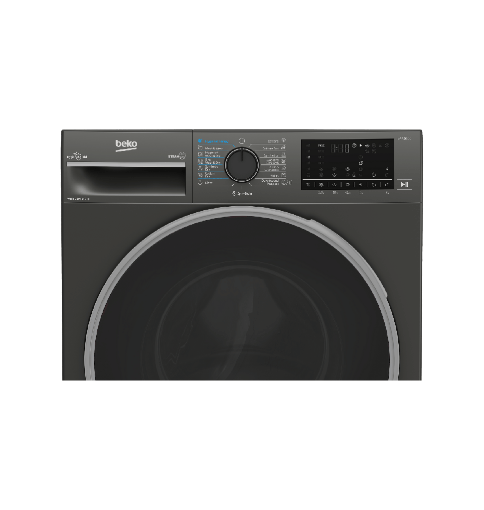 غساله بيكو 8ك 1400 لفه بالمجفف 5ك رمادي ديجيتال انفرتر بالبخار BWD08520MCI