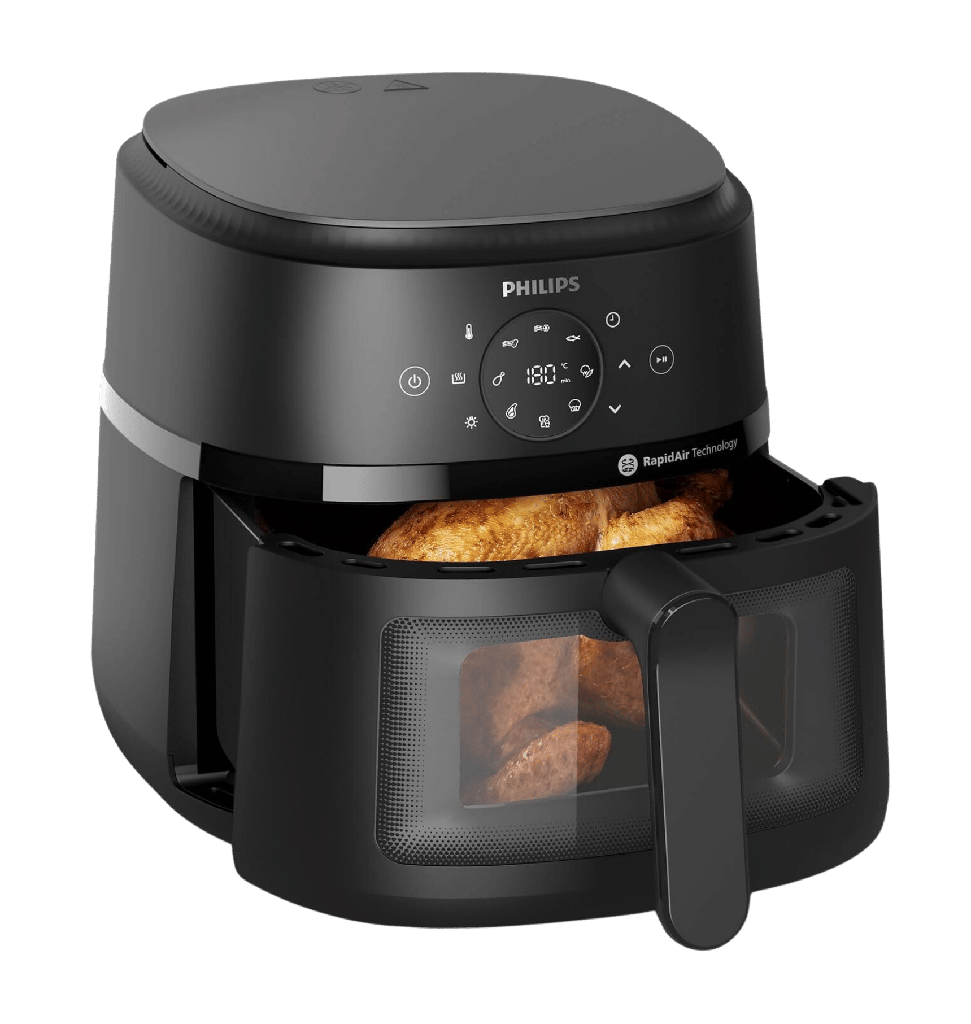 قلايه فيليبس 6.2 لتر 1700 وات ديجيتال اسود باب شفاف بضمان I2 موديل NA230/00