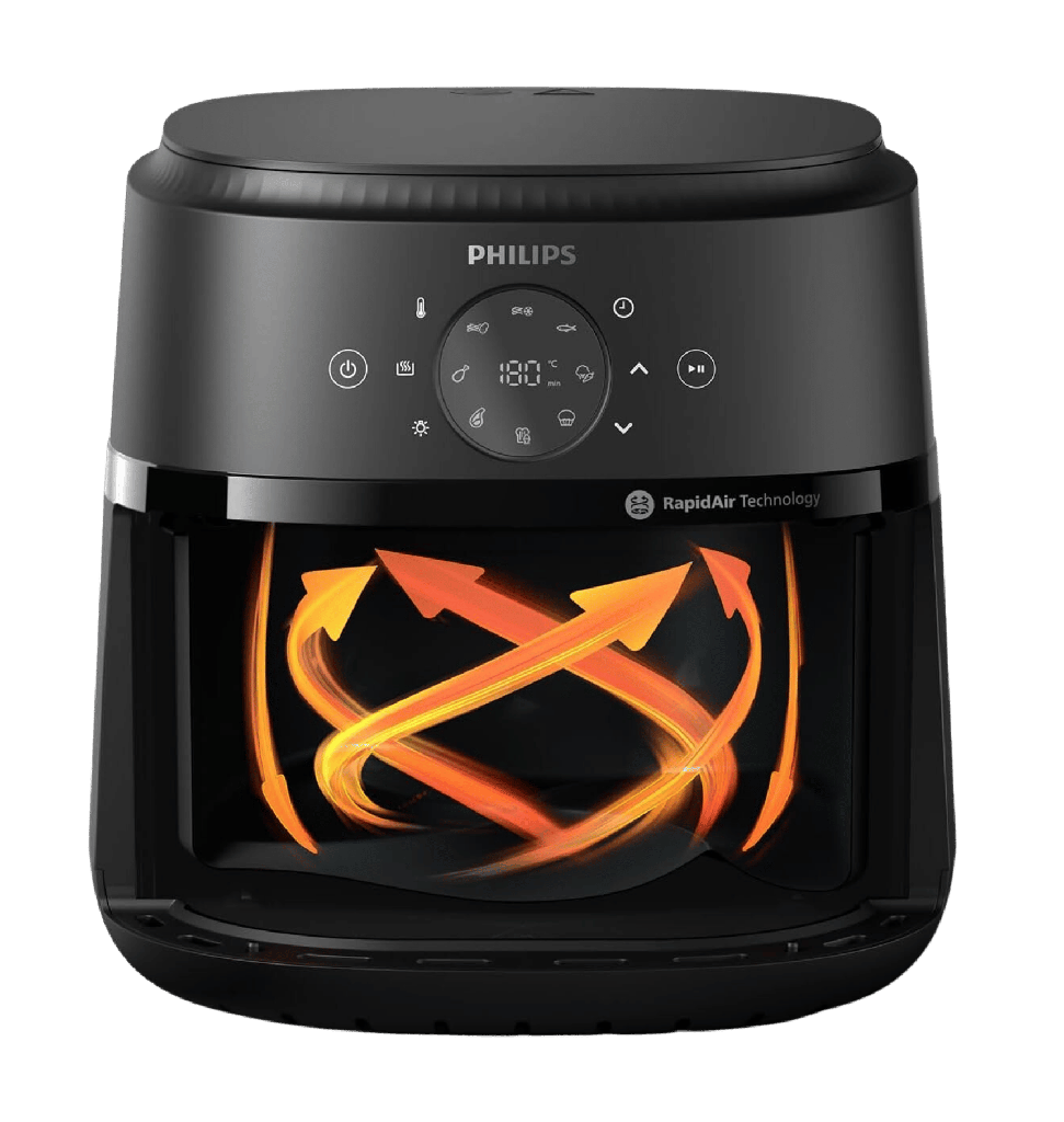 قلايه فيليبس 6.2 لتر 1700 وات ديجيتال اسود باب شفاف بضمان I2 موديل NA230/00