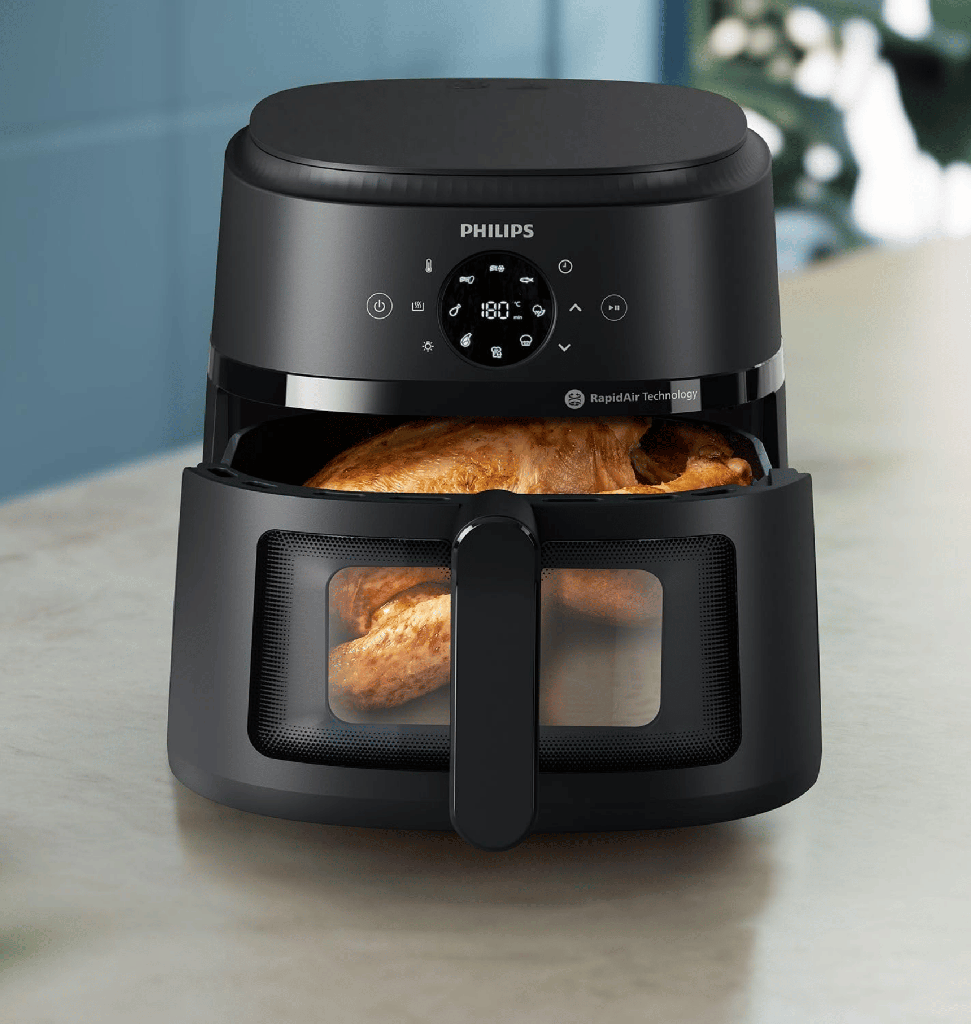 قلايه فيليبس 6.2 لتر 1700 وات ديجيتال اسود باب شفاف بضمان I2 موديل NA230/00