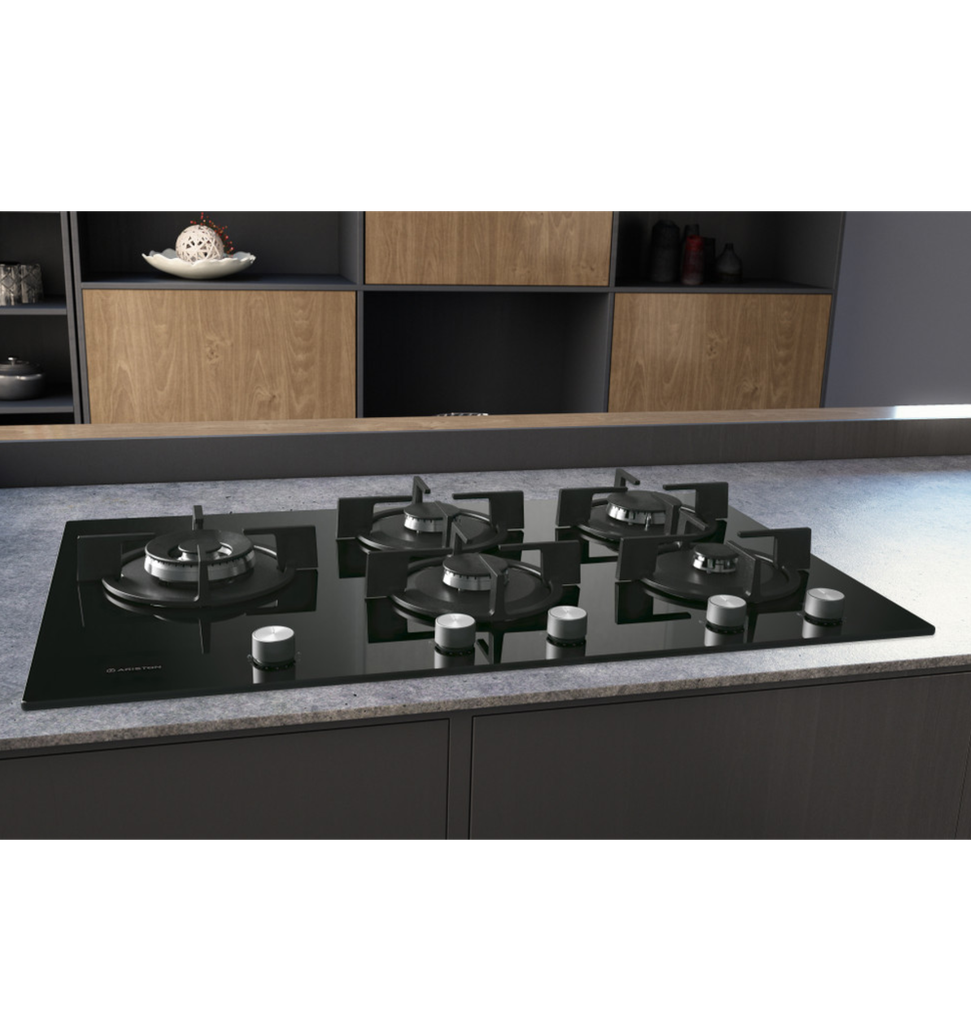 مسطح اريستون 90سم 5ش زجاج اسود غاز AGS92SBK