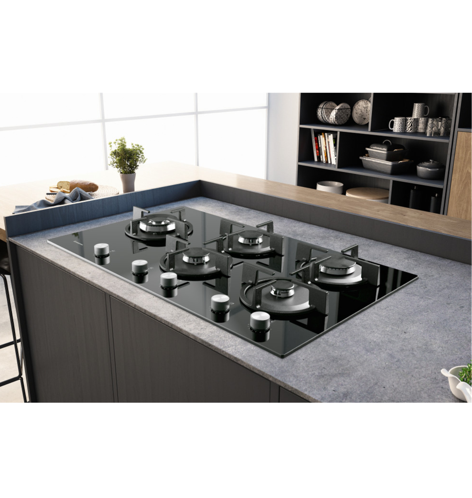 مسطح اريستون 90سم 5ش زجاج اسود غاز AGS92SBK