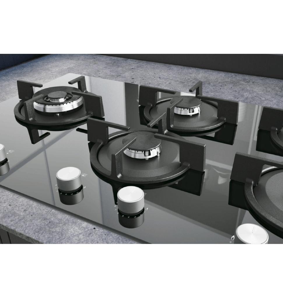 مسطح اريستون 90سم 5ش زجاج اسود غاز AGS92SBK