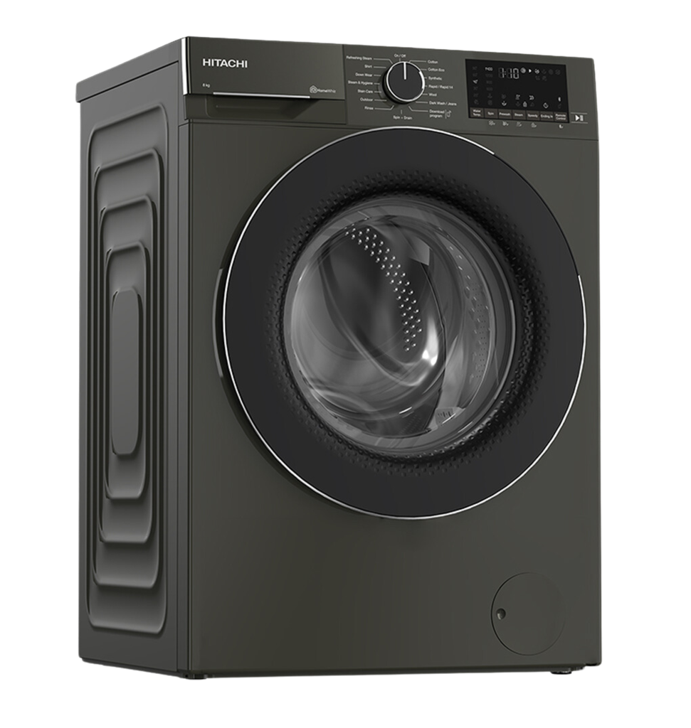 غساله هيتاشي 8ك 1400 لفه تركي بخار انفرتر رمادي BD-80YFVEM