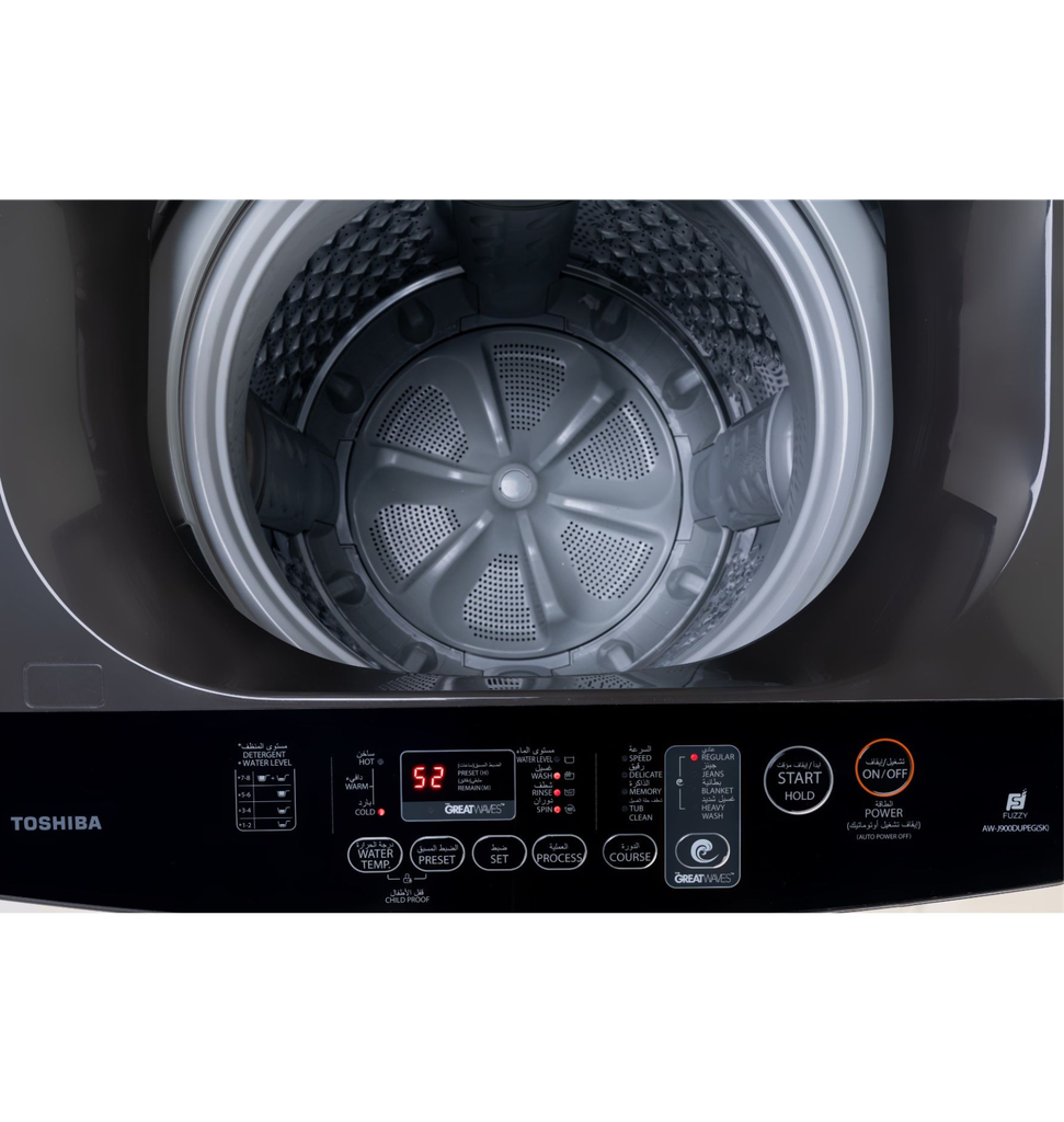 غساله توشيبا توب لود 9ك فضي غامق /ميديا AW-J900DUPEG(MK)
