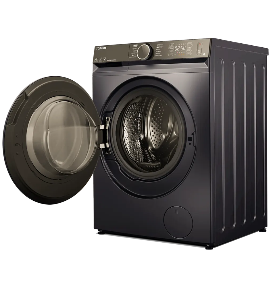 غساله توشيبا اتوماتيك 9ك +6ك مجفف 1400 لفه انفرتر فضي غامق/ميديا TWD-BM100GF4EG(MK)