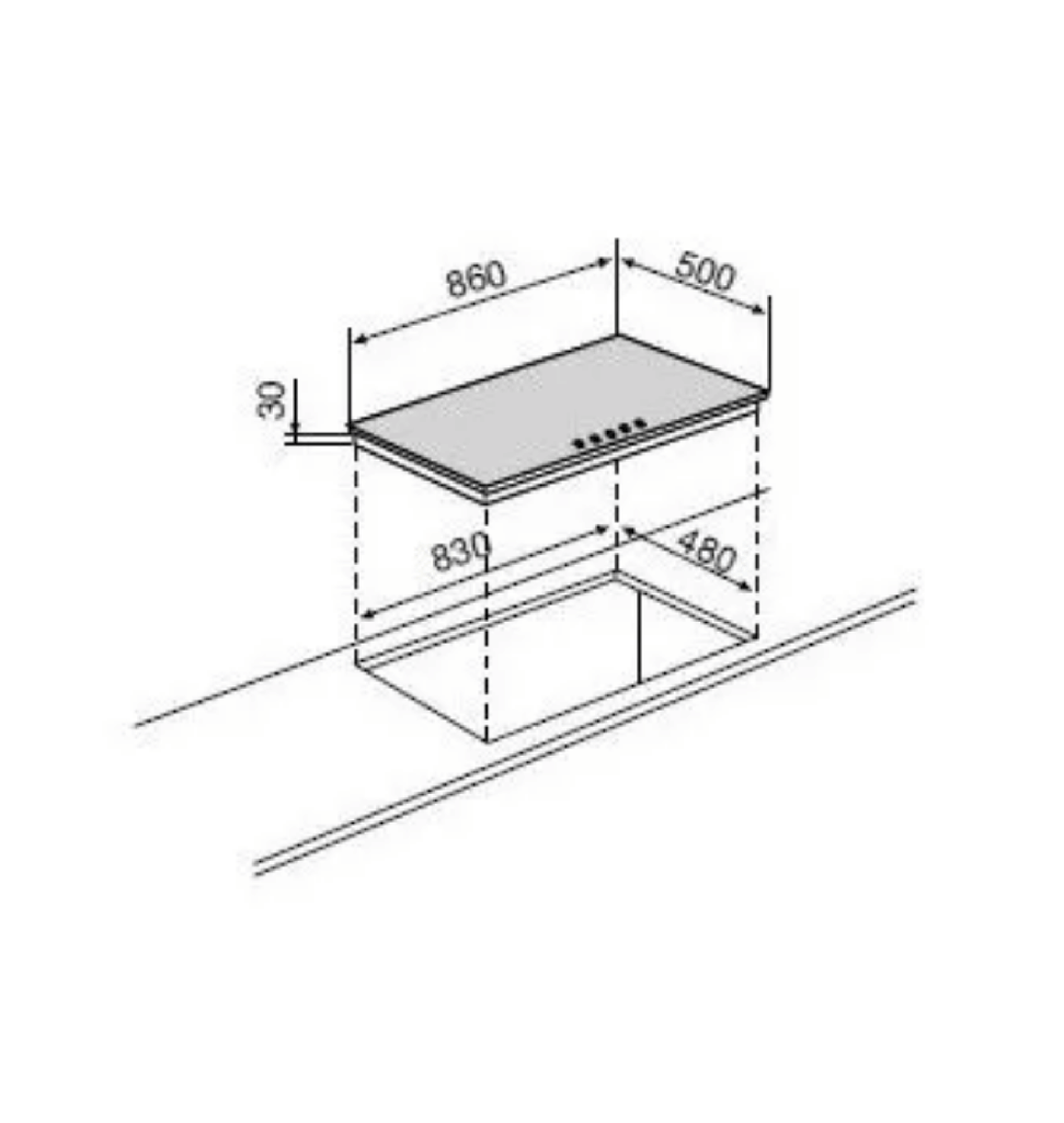 مسطح جليم جاز 90 سم ايطالي 5ش رباعيه امان وحوامل زهر GT951HIX