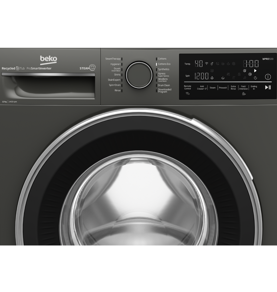 غساله بيكو 12ك 1400 لفه رمادي ديجيتال بالبخار انفرتر واي فاي B3WFU51240MCI
