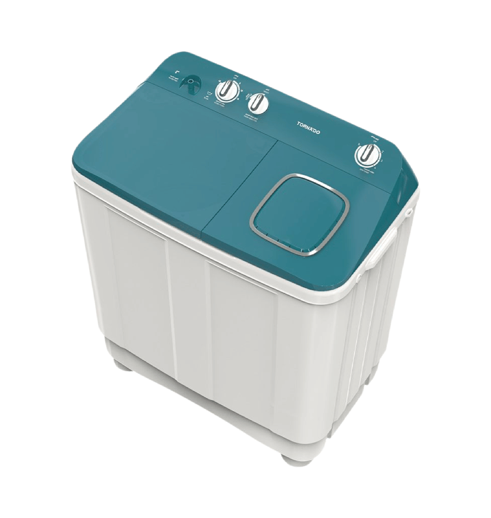 غساله تورنيدو هاف 7ك حوضين الشكل الجديد غطاء توركواز TMH-HS07C(WA)