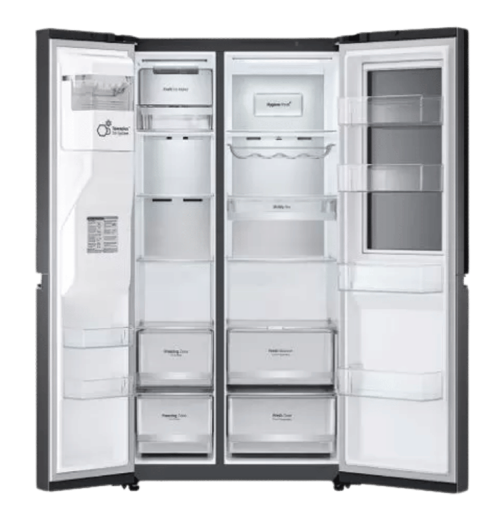 ثلاجه ال جي 635 لتر انفرتر ديجيتال اسود حنفيه GC-X257CQHW