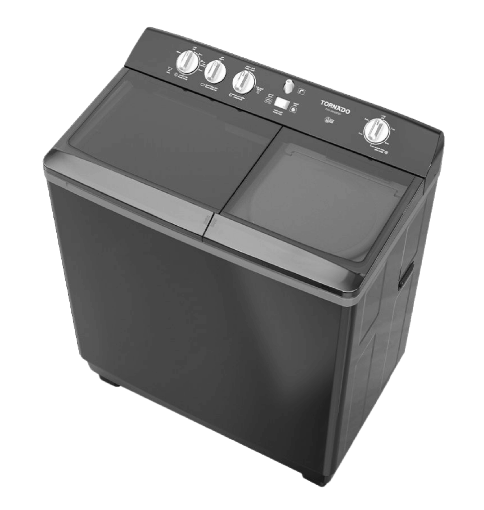 غساله تورنيدو هاف 12ك حوضين جسم معدني اسود TVH-HM12TS(BK)