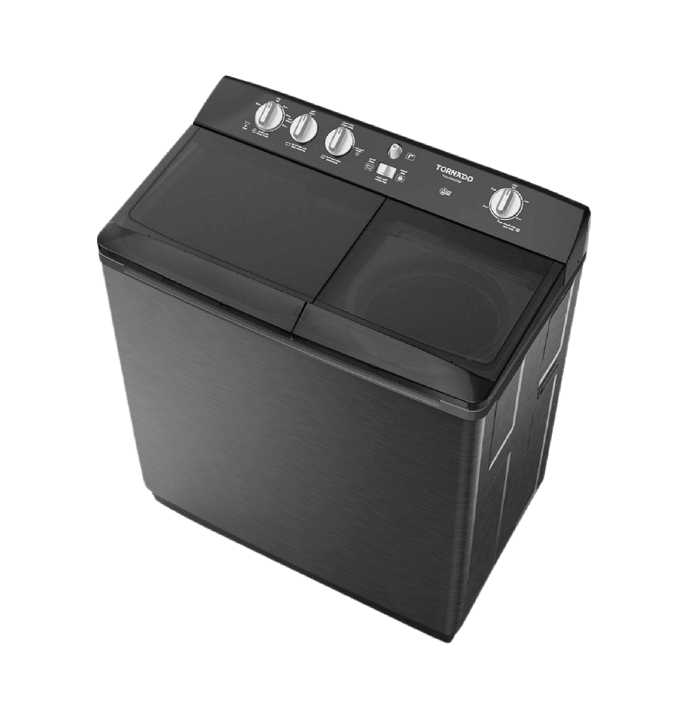 غساله تورنيدو هاف 10ك حوضين جسم معدني سلفر TVH-HM10TS(SK)