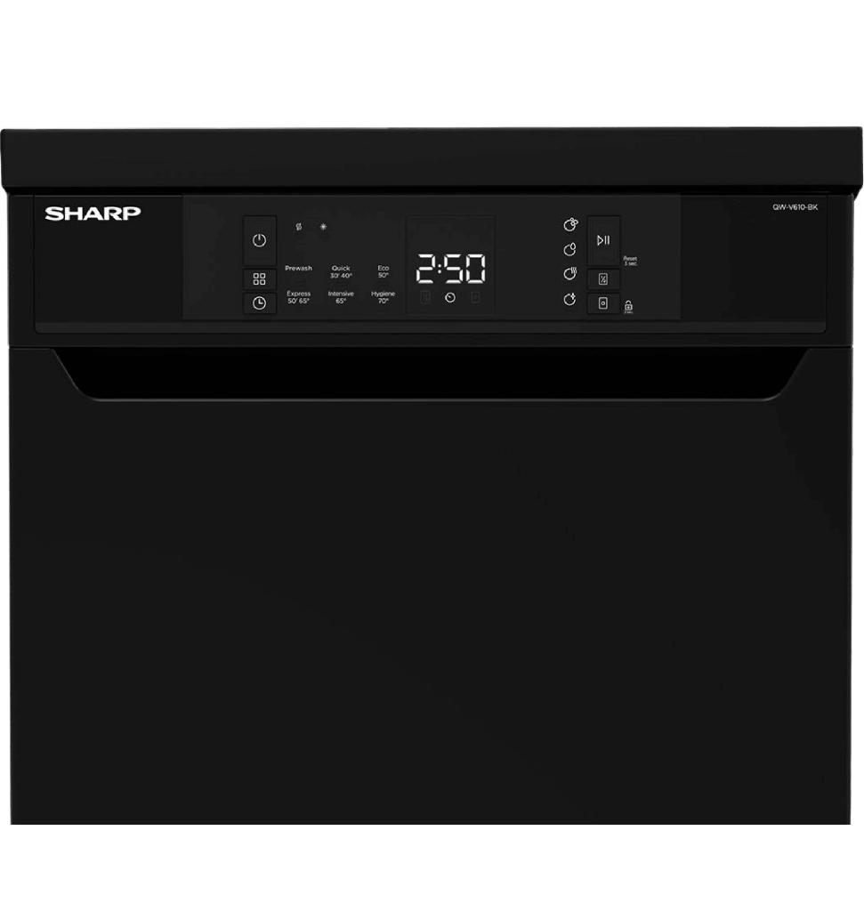 غساله اطباق شارب 10 فرد 6 برنامج تركي ديجيتال اسود QW-V610-BK