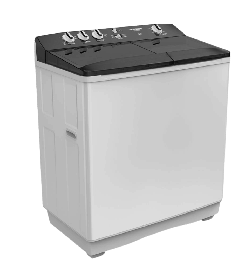 غساله تورنيدو هاف 10ك حوضين جسم معدني ابيض TVH-HM10TS(WK)