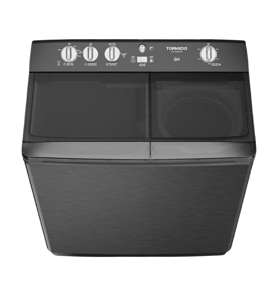 غساله تورنيدو هاف 7ك حوضين جسم معدني سلفر TVH-HM07T(SK)