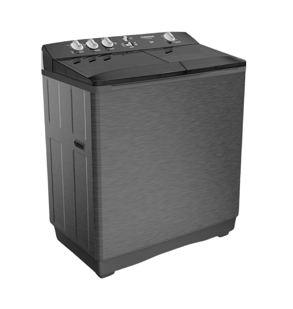 غساله تورنيدو هاف 7ك حوضين جسم معدني سلفر TVH-HM07T(SK)