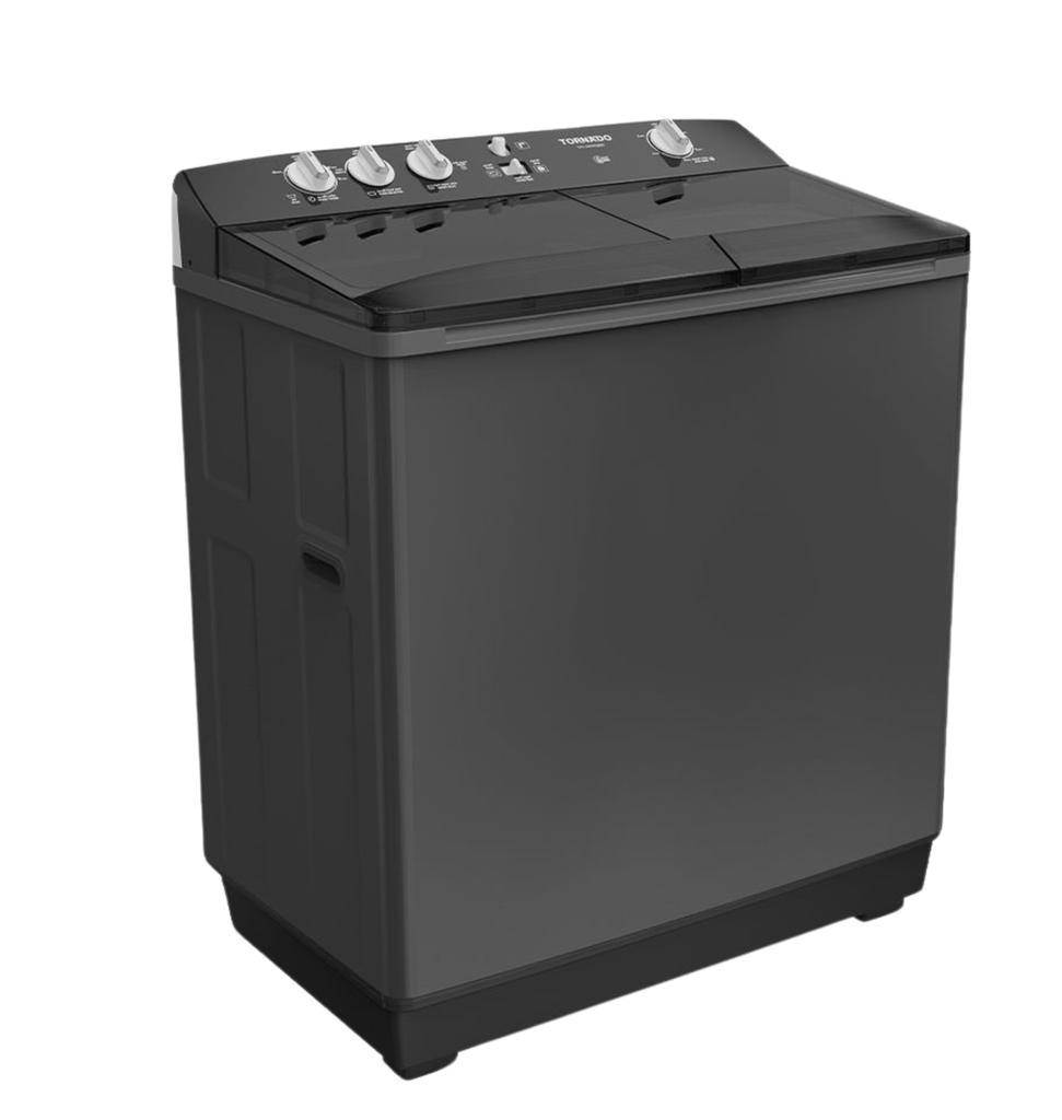 غساله تورنيدو هاف 12ك حوضين جسم معدني بالطلمبه اسود TVH-HM12TSP(BK)