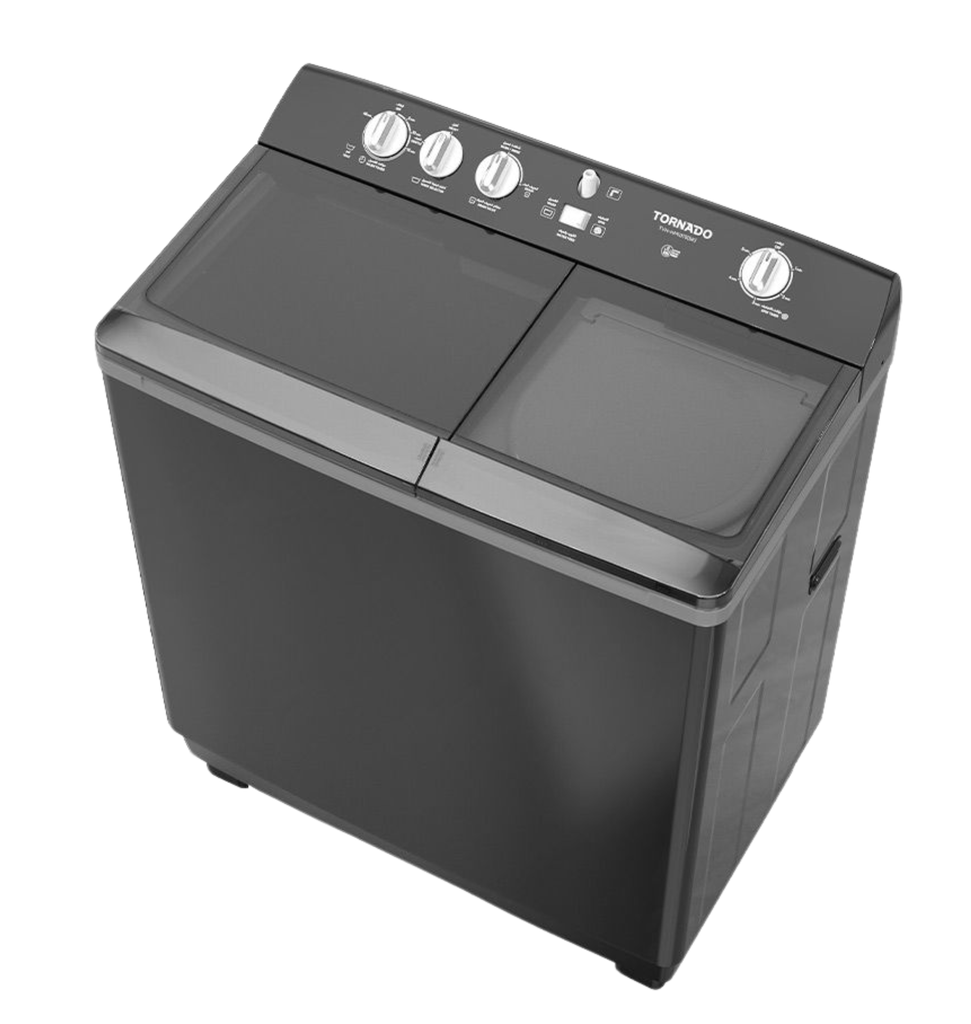 غساله تورنيدو هاف 12ك حوضين جسم معدني بالطلمبه اسود TVH-HM12TSP(BK)