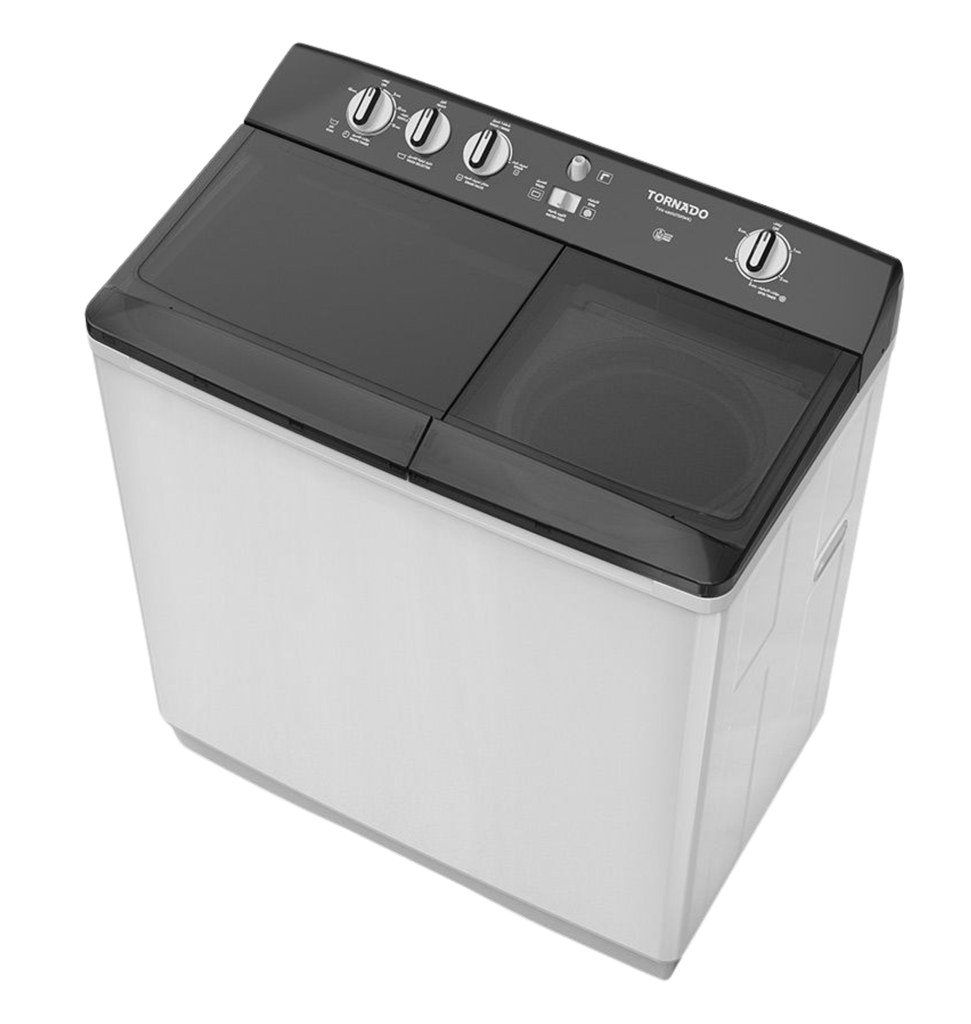 غساله تورنيدو هاف 12ك حوضين جسم معدني بالطلمبه ابيض TVH-HM12TSP(WK)