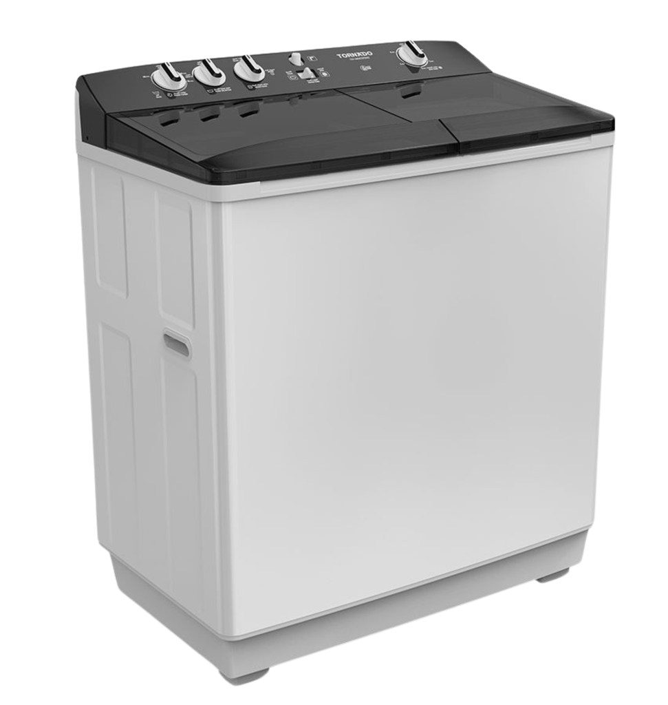 غساله تورنيدو هاف 12ك حوضين جسم معدني بالطلمبه ابيض TVH-HM12TSP(WK)