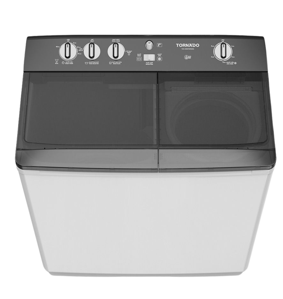 غساله تورنيدو هاف 12ك حوضين جسم معدني بالطلمبه ابيض TVH-HM12TSP(WK)