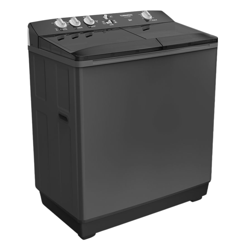 غساله تورنيدو هاف 10ك حوضين جسم معدني بالطلمبه اسود TVH-HM10TSP(BK)