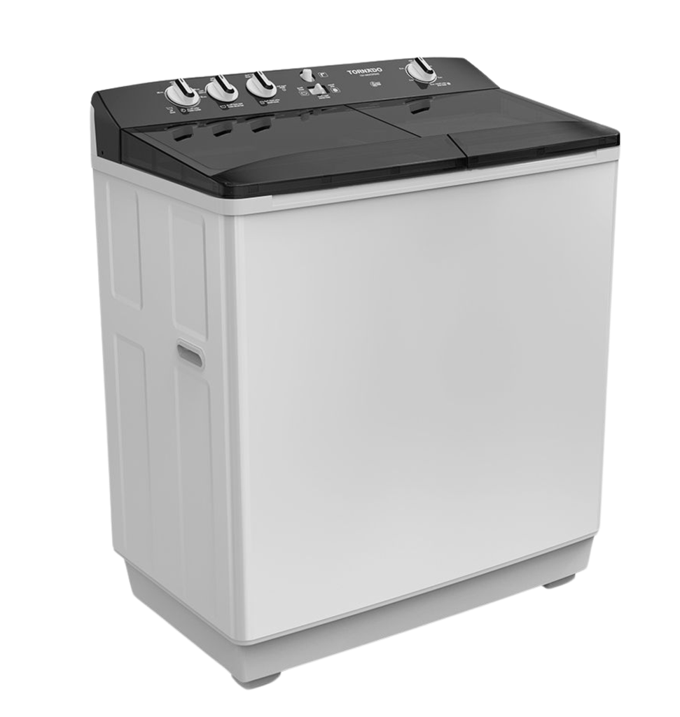 غساله تورنيدو هاف 10ك حوضين جسم معدني بالطلمبه ابيض TVH-HM10TSP(WK)