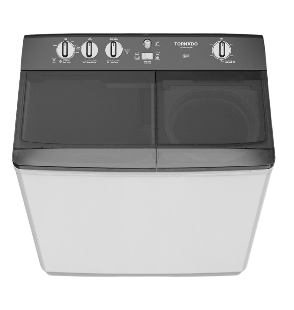 غساله تورنيدو هاف 10ك حوضين جسم معدني بالطلمبه ابيض TVH-HM10TSP(WK)