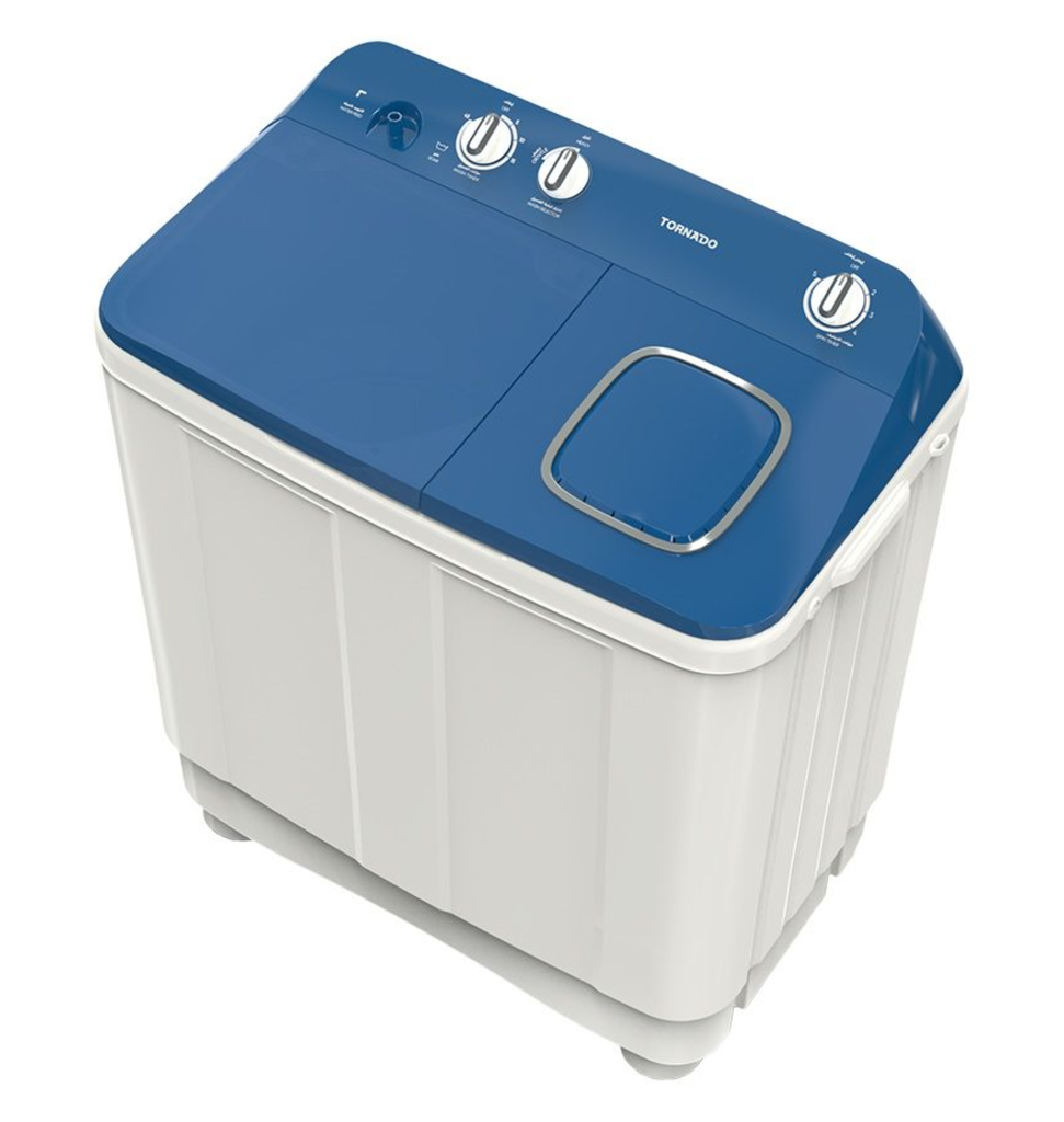 غساله تورنيدو هاف 7ك حوضين الشكل الجديد غطاء ازرق TMH-HS07C(WB)