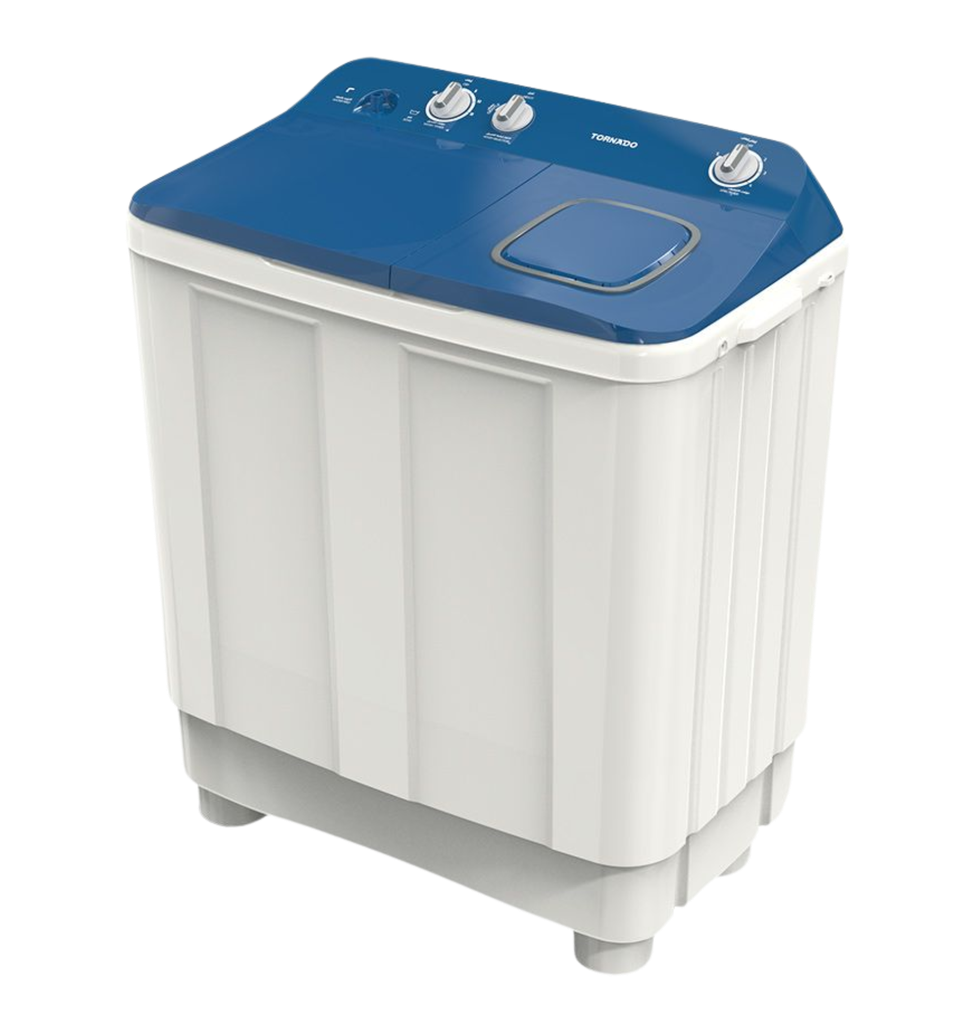 غساله تورنيدو هاف 7ك حوضين الشكل الجديد غطاء ازرق TMH-HS07C(WB)