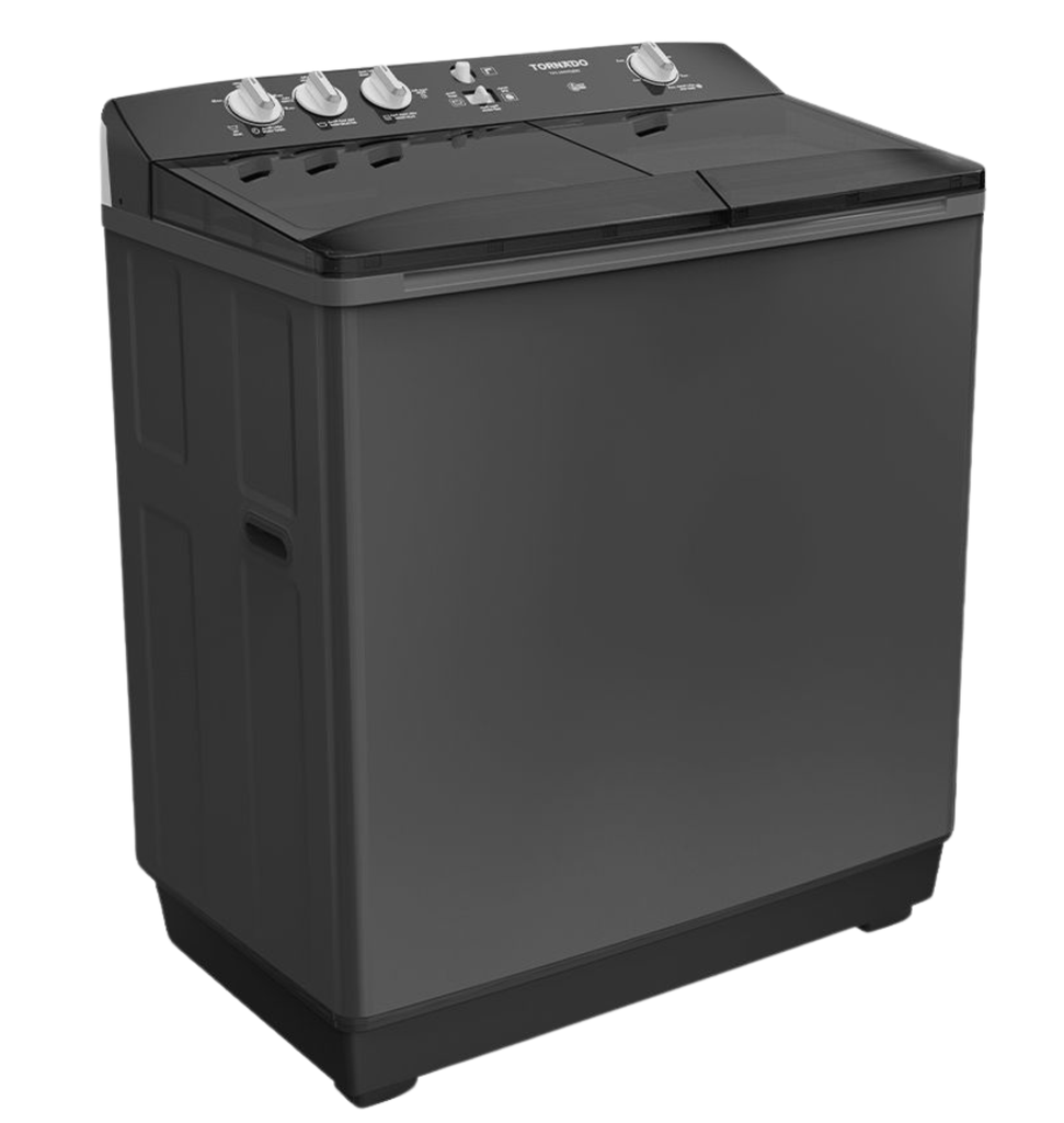 غساله تورنيدو هاف 7ك حوضين جسم معدني اسود TVH-HM07T(BK)