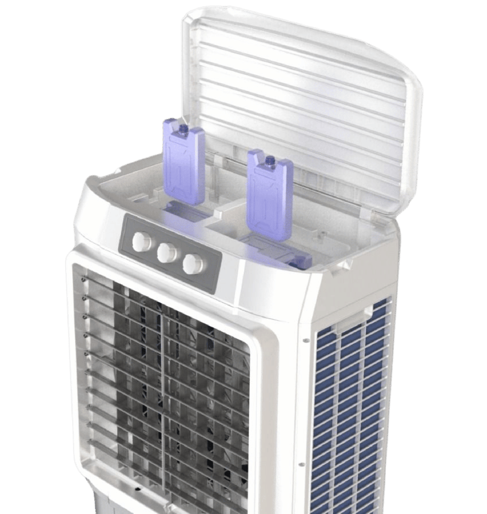 مبرد هواء فريش 100 لتر سمارت سقف ثلج ابيض / رمادي مربع