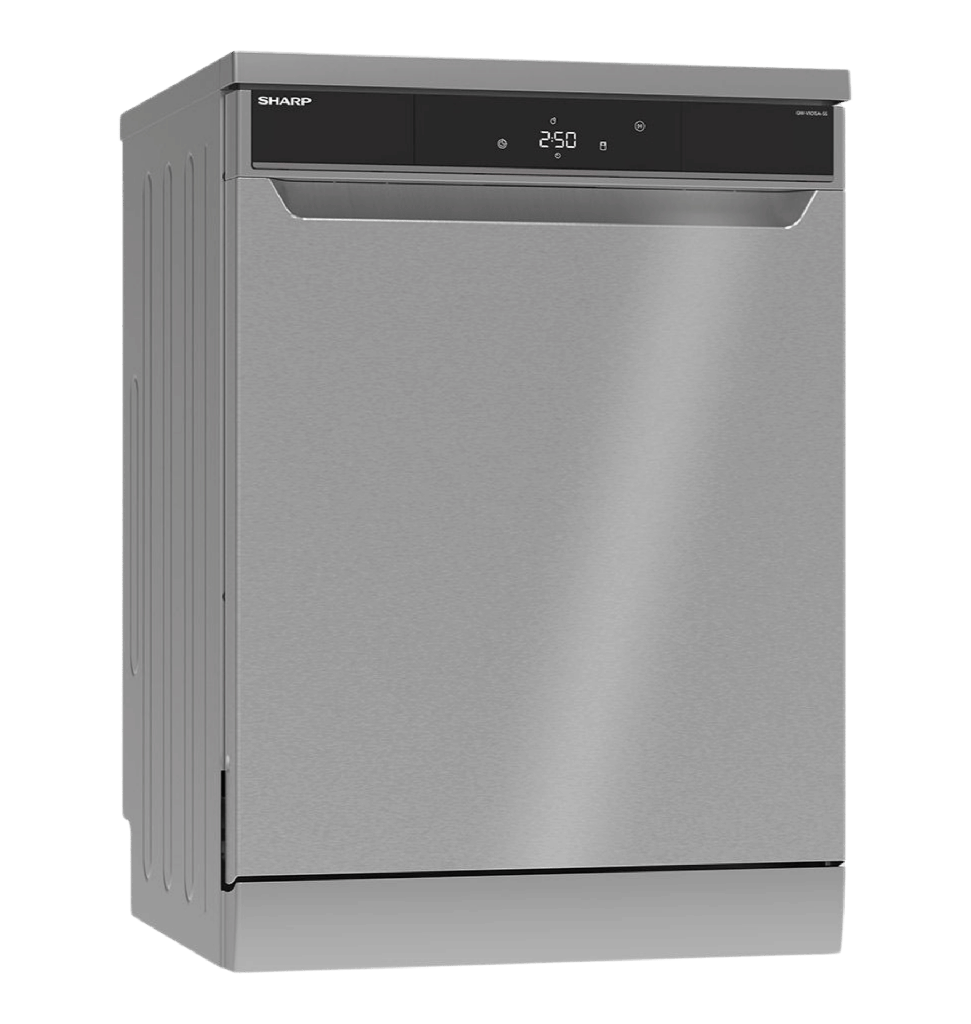 غساله اطباق شارب 15 فرد سلفر ديجيتال انفرتر 10 برنامج غسيل صامت وتعقيم وتجفيف 3 رف و 3 رشاش QW-V1015A-SS