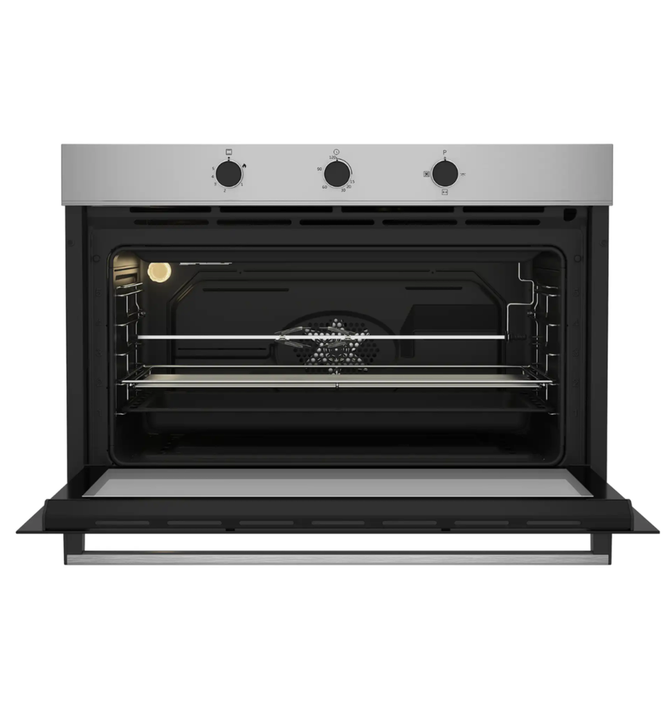 فرن بيكو 90 سم غاز اشعال ذاتي امان كامل 2 مروحه ستانلس ديجيتال BBWHT12300XS