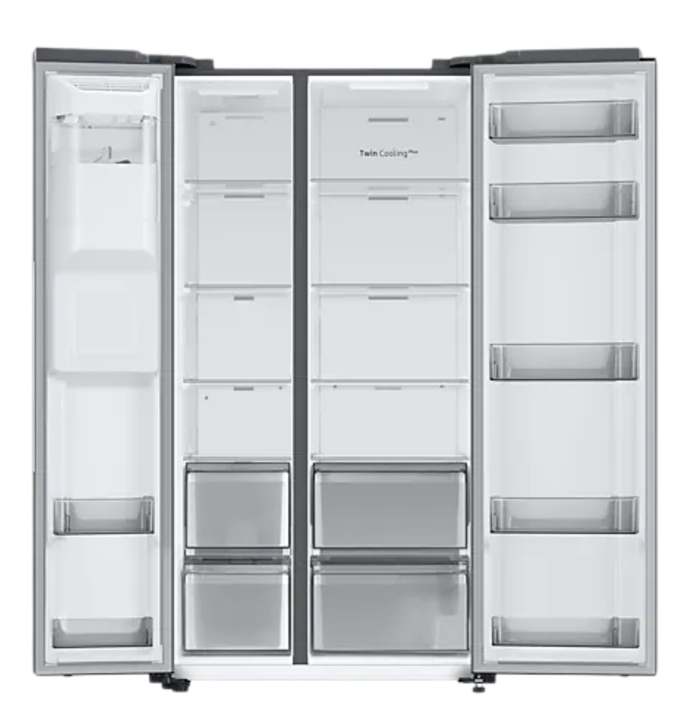 ثلاجه سامسونج 634 لتر سايد باي سايد سلفر بحنفيه RS68A8820S9/MR