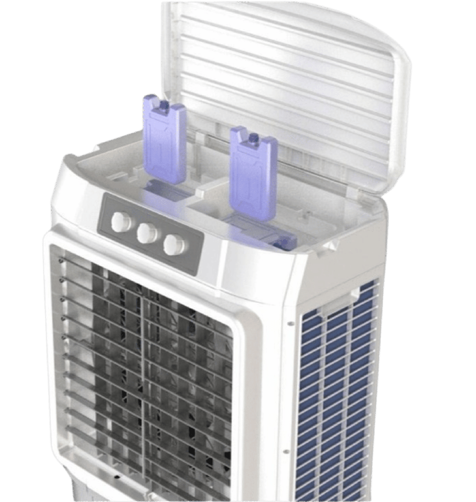 مبرد هواء فريش 82 لتر مانوال سمارت سقف ثلج مربع ابيض / رصاصي