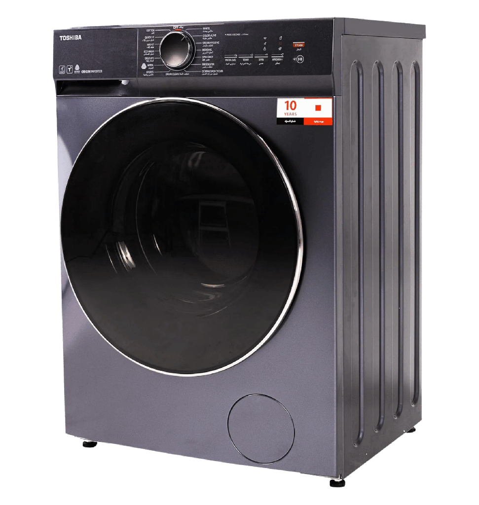 غساله توشيبا اتوماتيك 8.5ك 1400 لفه انفرتر فضي غامق /ميديا TW-T21BU95UWEG(MG)