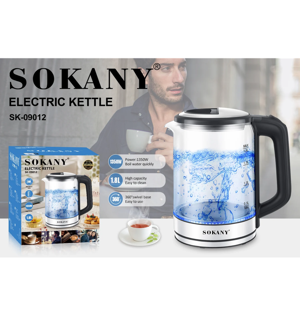 غلايه زجاج سوكاني 1.8 لتر 1500 وات SK-09012