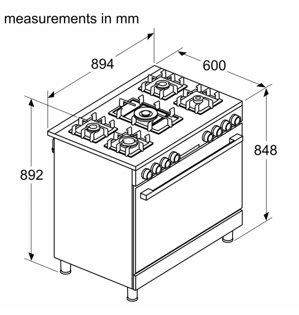 بوتجاز بوش 90 اسود ديجيتال حملات زهر 5 شعلة امان كامل بالمروحه  HJY5G7V61S