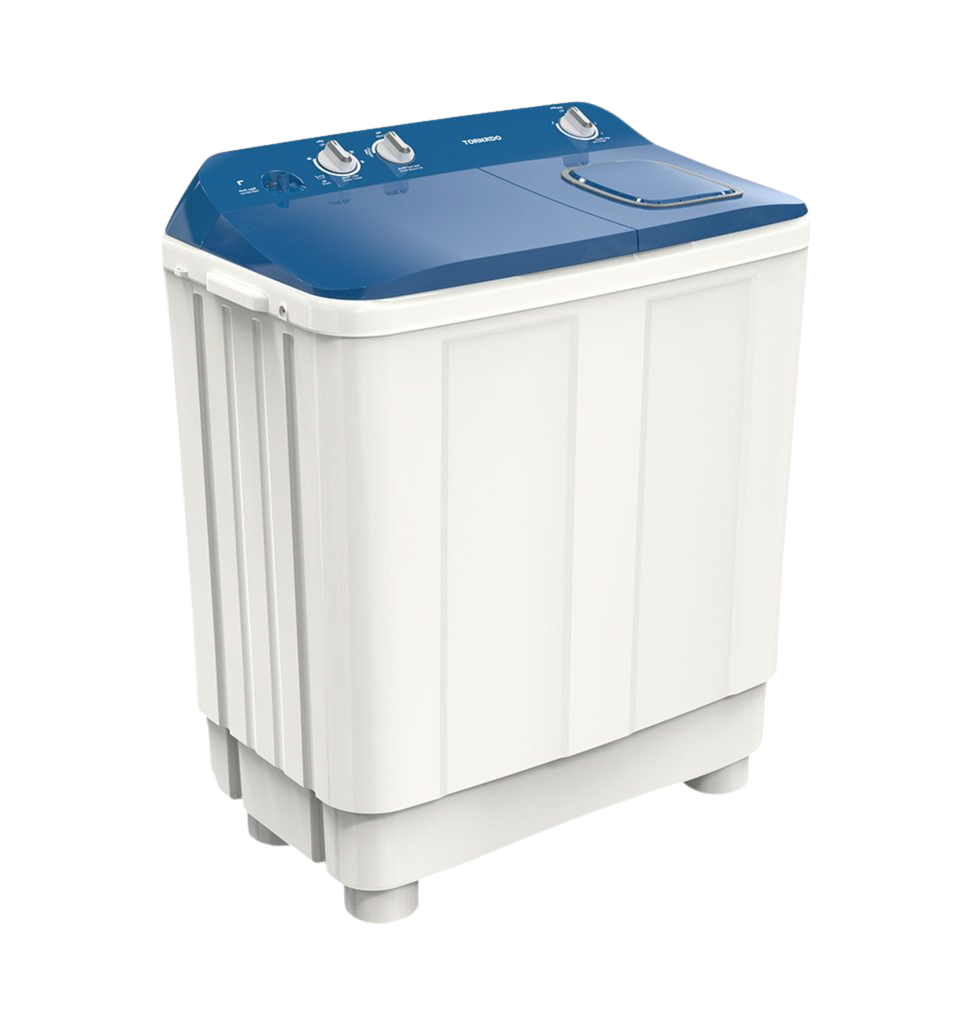 غساله تورنيدو هاف 10ك حوضين الشكل الجديد بالطلمبه غطاء ازرق TMH-HS10CP(WB)