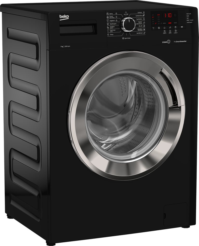 غساله بيكو 7ك 1000 لفه ديجيتال انفرتر باب كبير بخار اسود WTV7512XBCI