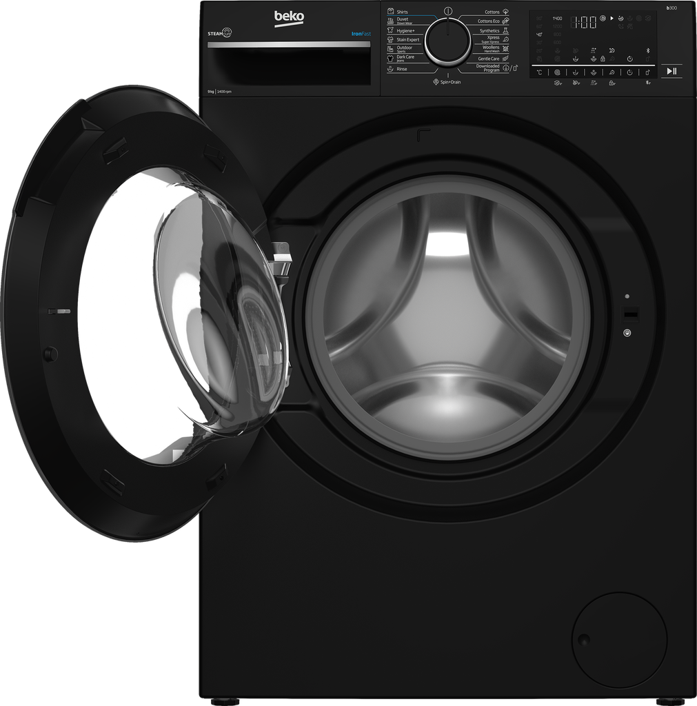 غساله بيكو 9ك 1400 لفه ديجيتال انفرتر باب كبير بخار اسود بلوتوث B3WFU50940BCI