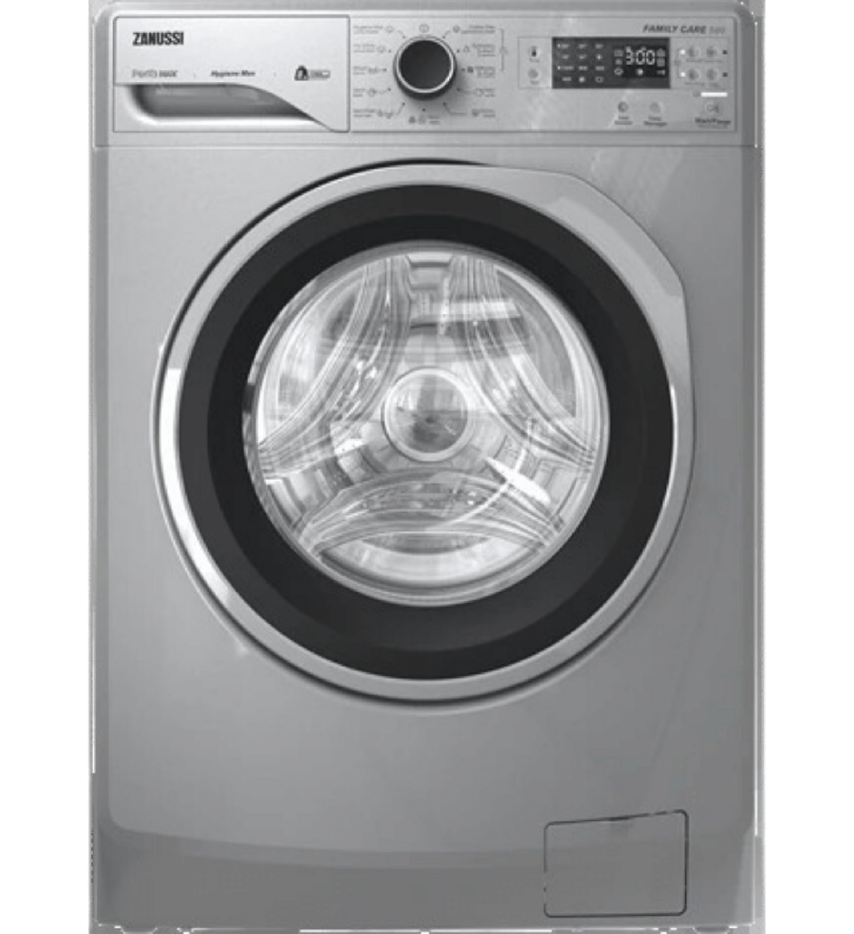 غساله زانوسي 8ك 1200 لفه بخار فضي باب اسود باطار كروم ZWF8240SX5