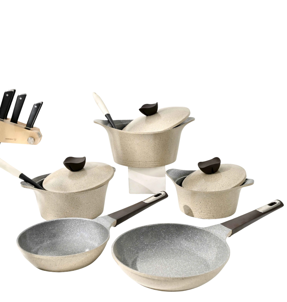 طقم جيرانيت نيو فلام كوري 11 قطعه +++ مضلع