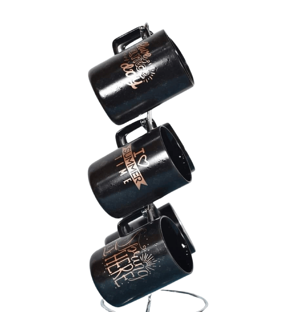 طقم ماج كافيه اسود +& الوان  بحامل استيل الاندلس