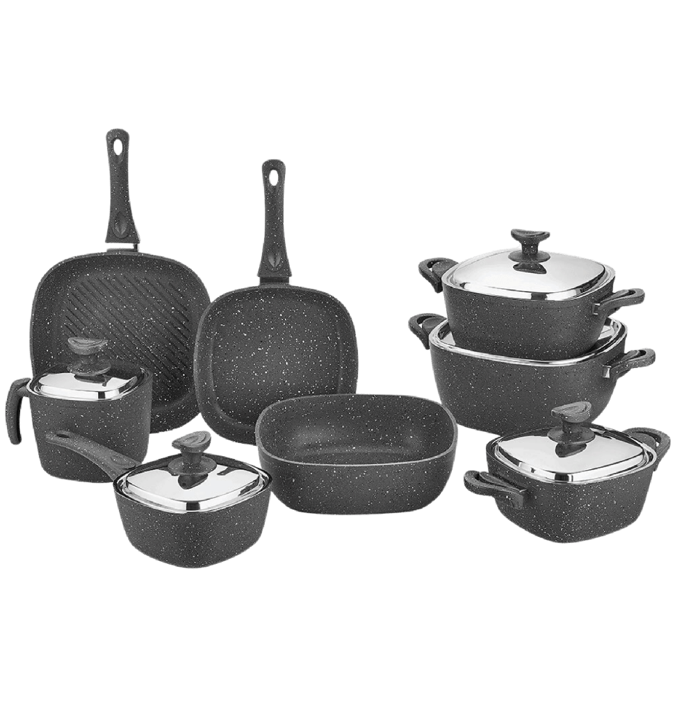 طقم سافلون جرانيت 13 ق باور لاين مربع يد استيل