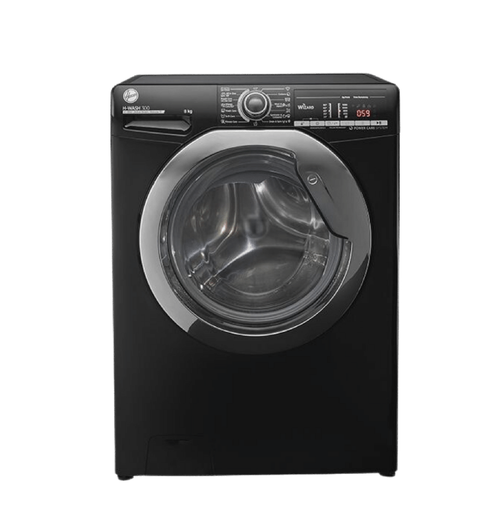 غساله هوفر 8ك 1300 لفه اسود باب كروم  WIFI بخار H3WS383TAC3B-ELA